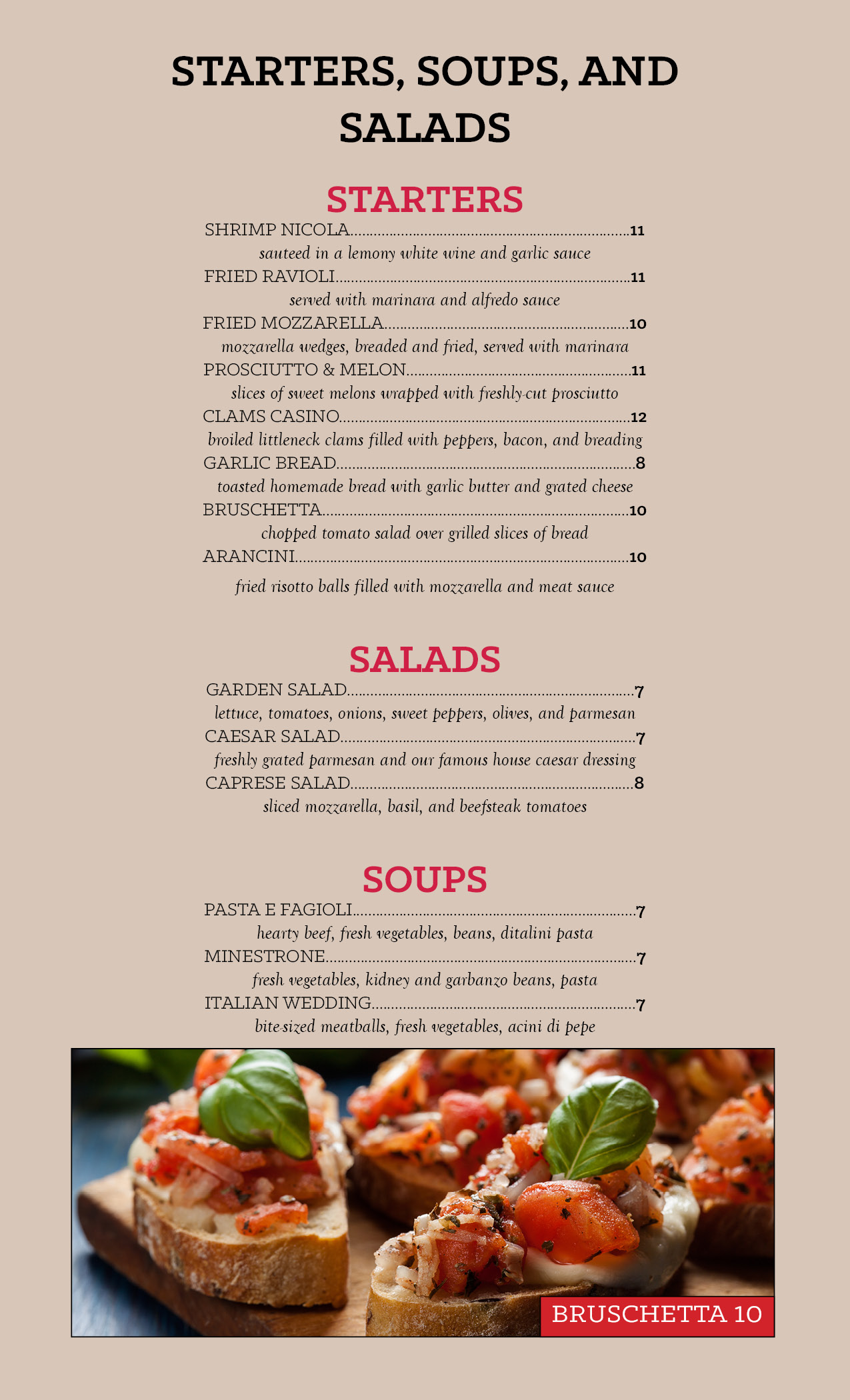 Starters, Soups & Salads